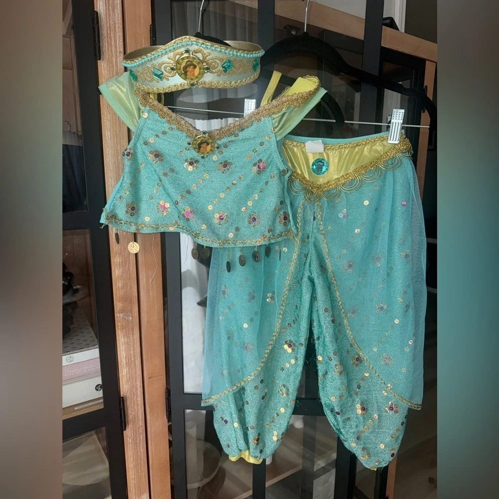 Vintage Disneyland Jasmine costume aladdin princess set crown toddler girl top
